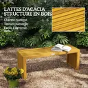 Outsunny Banc de Jardin en Bois d'Acacia, Banc d'Extérieur sans Dossier 2 Places avec Assise à Lattes Effet Bois, charge 240 kg, 110x30x45cm, bois naturel image 4