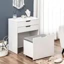 HOMCOM Dressing Table with Flip-up Mirror and Storage Stool, Vanity Table with Drawer and Hidden Compartments for Bedroom, Living Room, White image 7