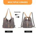 Kono Canvas Convertible Shoulder Bag, Large Capacity 2-in-1  Tote with Backpack Straps for Work, Travel and School Grey image 1