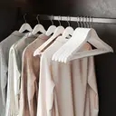 Wooden Hanger, 44.5x23x1.2cm, White/Silver, Set of 10 image 1