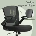 Ochama x SONGMICS Chaise de Bureau en Maille, Chaise Ergonomique Pivotante avec Soutien Lombaire, Appui-Tête, Accoudoirs Relevables, Noir image 5