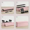 Ochama x SONGMICS Storage Ottoman, Foldable Velvet Storage Bench, 2 Extra Storage Boxes, 38 x 110 x 38 cm, for Hallway, Living Room, Bedroom, Pink image 7