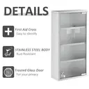 HOMCOM 4 Tier Stainless Steel Wall Mounted Medicine Cabinet Glass Lockable Door Storage Shelves Houseware Bathroom Furniture 60Hx30Wx12D(cm) w/2 Keys image 5