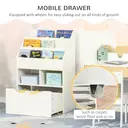HOMCOM Kids Bookshelf with Storage Drawer, Childrens Bookcase with Wheels, Toy Organiser for Bedroom, Playroom - White image 6