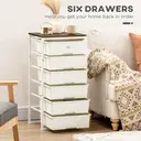 HOMCOM Bedroom Chest of Drawers, 6-Drawer Dresser, Tall Storage Drawer Unit with Steel Frame for Living Room, White image 4