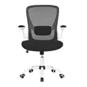 Ochama x SONGMICS Chaise de bureau pivotante en maille ergonomique avec soutien lombaire rembourré et accoudoirs rabattables, blanc image 0