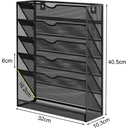 Senhoglb Porte-revues mural A4 en maille métallique avec 6 compartiments - Noir image 1