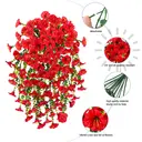 Yuejia Lot de 4 bouquets suspendus de fleurs artificielles en soie liseron rouge - 75 cm image 3