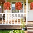 Yuejia Lot de 4 bouquets suspendus de fleurs artificielles en soie liseron orange - 75 cm image 4