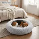SONGMICS Lit donut et coussin lavable pour animaux gris clair - 80 cm  image 3