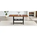Table à manger rectangulaire style industriel couleur noyer 160×90×76 cm étagère de rangement multifonctionnelle + pieds en métal noir table pour 4-6 personnes image 2