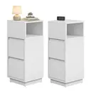 Ochama Set Of 2 Slim Cloud White Nightstands, 25x30x65cm Narrow Side Tables With Drawers & Flexible Compartment, Modern Small End Tables For Bedroom Or Living Room image 1