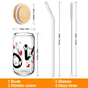 Alphynix 1pc LOVE Heart Glass Tumbler, 500ml Clear Iced Drink Cup with Creative Letter Design (Heart O, Dual-Heart V), Includes Bamboo Lid & Glass Straw, Romantic Gift image 5