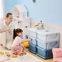 HOMCOM 6 Drawers Plastic Storage Units, 3 Tier Kids Storage Units, Children Toy Chest for Nursery, Playroom, Bedroom, Blue image 6