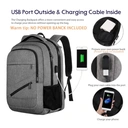 Laptop Backpack， 17 Inch College Backpack for High School， Large Travel Rucksack Water Resistant Laptop Bag Business Work with USB Charger Port， Anti Theft TSA Rucksack for Men Women， Grey， New Year Sale ， Top gift picks image 2