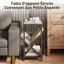 HOMCOM Table d'appoint étroite, bout de canapé avec rangement à 3 niveaux, porte-revues en V, cadre en acier, table basse industrielle pour salon, chambre, 40 x 30 x 61 cm, gris foncé image 4