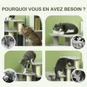 PawHut Arbre à chat, tour à griffer, avec plates-formes en peluche à 3 niveaux, 2 balles de jeu, poteaux à griffer en sisal, hauteur de 50 cm, pour chat de moins de 5 kg, gris clair image 6