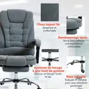 Vinsetto Fauteuil de bureau massant et chauffant, chaise de bureau ergonomique hauteur réglable, dossier inclinable, repose-pieds, télécommande filaire, pivotant 360°, tissu aspect lin, gris foncé image 7