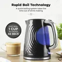 Tower Sonar Textured Kettle, 1.7L, Large Viewing Window, Rapid Boil, 3000W, Black - T10083BLK image 2