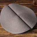 Lot de 6 sets de table ronds tressés en coton et polyester, lavables et résistants à la chaleur, diamètre 38 cm – Gris clair image 1