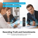 Rexsun 128GB Portable Digital Voice Recorder with LCD Screen, Intelligent Noise Reduction, ABS Aluminum Alloy in Gray, L357 image 6