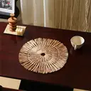 6pcs placemats 38cm round，Papyrus Handmade 2-Circle Woven Placemat，Khaki，hello spring bohemian placemats, rustic vintage style table mats for dinner parties, weddings, wall decor, vase pads, and photography props image 2