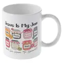 Alphynix 1pc Jesus Is My Jam Mug, 11oz Ceramic Coffee Cup with Colorful Faith Blessings Jars, Humorous Christian Gift for Women, Men, Teens image 3
