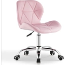CLIPOP Pink Office Desk Chair Adjustable Height Computer Swivel Chair with Chrome Base and 360° Castors, PU Leather Computer Desk for Home Office Study Room 0098 pink 48*36*80 cm image 0