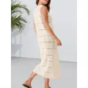 Robe de femme en crochet à manches amovibles en maille ouverte à col en V pour printemps, été, vacances et usage quotidien Blanc cassé Taille S image 1