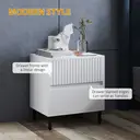 HOMCOM Bedside Table Modern Ridged 2 Drawers White/Black image 4