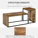 HOMCOM Lot de 2 tables basses gigognes, design industriel, grande : 90 x 48 x 42 cm, métal noir et effet bois vieilli image 7