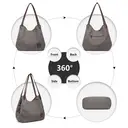 Kono Canvas Shoulder Tote Bag, Vintage Hobo Handbag for Women, Casual Top Handle Bag for Work School Travel Shopping Grey image 7