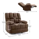 HONEYOU Oversized Rocker Recliner Chair，Overstuffed Extra Wide Rocking Recliners，Soft Big Man Manual Recliner，Extra Large Living Room Chair Up to 350 LBS，Brown image 2