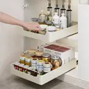 VIVREAL Pull-out Storage Rack with Sliding Rail – Carbon Steel Kitchen Cabinet Organizer, Easy Installation, White, S4030W image 7