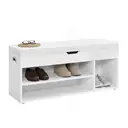 Ochama x SONGMICS Entryway Storage Bench with Shelves, Padded Seat Shoe Organizer, Hidden Compartments, Bedroom Living Room, White image 1