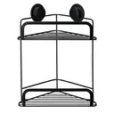 Croydex Stick 'n' Lock 2 Tier Corner Shower Caddy - Black image 1