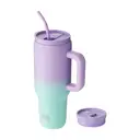 Bottle Bottle 40 oz Tumbler with Handle and Straw, Stainless Steel Vacuum Travel Mug (Purple Green) image 0