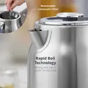 Swan Retro Revive Jug Kettle, 1.7L, Rapid Boil, Easy Pour, 3KW, Vintage, Stainless Steel - SK19025SS image 4