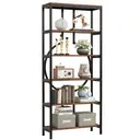 Tribesigns 180 Industrial Bookshelf, 6-Tier Tall Etagere Bookcase with Open Shelves, Metal Decorative Book Shelf Storage Shelving Unit for Living Room and Home Office, Rustic Brown image 2