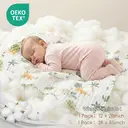 LeBonsoir Ensemble de 2 lavettes en mousseline (1 serviette de bain, 1 lavette pour le visage) - Lavettes pour bébé, carrés en coton 100 % biologique, grandes serviettes de change, absorbantes et respirantes, idéales pour nettoyer, essuyer et couvrir les nouveau-nés, motif à imprimé cartonné (25 x 50 cm x 1 pièce, 70 x 140 cm x 1 pièce) image 1