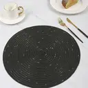 Lot de 6 sets de table ronds en polyester et coton tissé effet pailleté, diamètre de 38 cm - Noir image 3