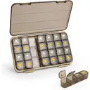 GAONLY Pilulier hebdomadaire avec compartiments séparés pour 4 comprimés par jour - Marron image 0