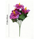 Yuejia Lot de 3 bouquets de fleurs artificielles en soie hibiscus tropical fuchsia - 45 cm image 1