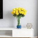 Yuejia 10Pcs 19.68in/50cmArtificial Rose，Realistic Bouquet of Long stemmed False Silk Roses，Simulated Rose，Suitable for Wedding Photography Props Furniture Decoration(yellow) image 2