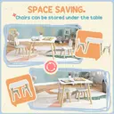 AIYAPLAY 3 Pieces Toddler Table and Chair Set, Kids Desk and 2 Chairs Set with Cute Bunny Ear Backrest, Wooden Legs, for Nursery, Playroom, Classroom - White image 3