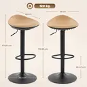 HOMCOM Bar Stools Set of 2, Wood Effect PU Leather Breakfast Barstools with Saddle Seat, Height Adjustable Swivel Kitchen Chairs with Footrest for Dining Room Island Counter Pub, Oak image 2