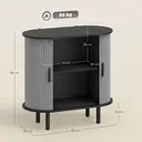 HOMCOM Fluted Sideboard with Tambour Sliding Doors, Modern Storage Cabinet, Kitchen Cupboard with Storage Shelves and Wooden Legs for Living Room, Dining Room, Grey image 2