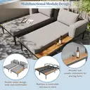 Modular Outdoor Double Chaise Lounge with Wooden Side Panels, Waterproof Cushions, Sturdy Iron Frame, for Patio & Poolside  image 3