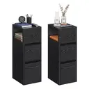 Ochama Set of 2 Narrow Side Tables, Slim End Table with 2 Drawers, 1 Open Compartment, for Living Room, Bedroom, Black image 1