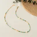 16.5-Inch Women's Colorful Natural Gemstone Beaded Necklace, Gold Plated Accents image 1